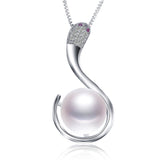 Fashion 925 sterling silver jewelry hot selling 10-11m freshwater pearl pendant necklace for women platinum plated jewelry snake