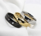Fashion AAA+ CZ Wedding Rings For Women Black Stainless Steel Men Ring o Classic Party Jewelry