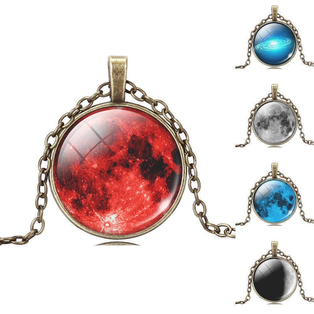 Fashion Art Picture Statement Necklace Vintage Moon Bronze Necklace&Pendant for Women Summer Style Fine Jewelry