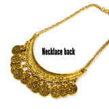 Fashion Boho Ethnic Vintage Carved Flower Coin Tassel Choker Necklace Earrings Set Statement Necklaces & Pendants Fine Jewelry