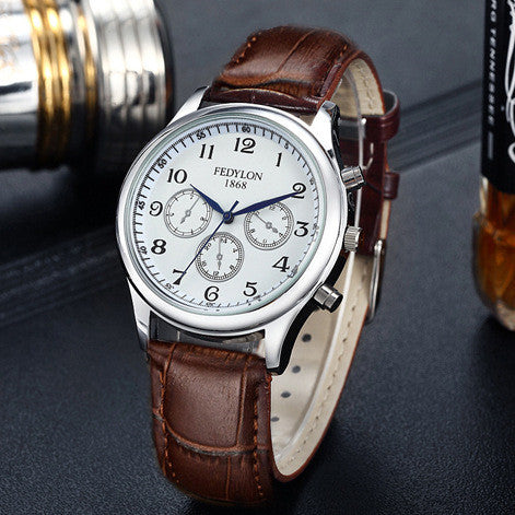 Fashion Casual Mens Watches Luxury Brand High Quality Leather Business Quartz Watch Men Waterproof Wristwatch