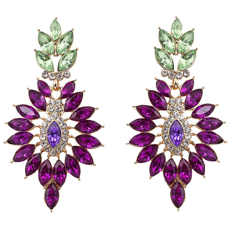 Fashion Classic Brand New Fashion Elegant Crystal Purple Leaf Earrings For Women