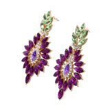 Fashion Classic Brand New Fashion Elegant Crystal Purple Leaf Earrings For Women