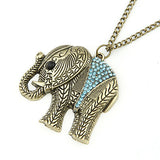 Fashion Elephant Ethnic Necklace Full Crystal Thailand Elephant Pendant Sweater Long Chain Fine Necklace For Women 