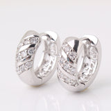 Fashion Engagement jewelry 18K Platinum Gold Plated Hoop Earrings White Crystal Zirconia hollow Hoop Earrings for Women 