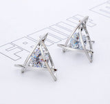Fashion Exquisite Triangle Pierced Crystal Zircon Stud Earrings Jewelry For women Ear Studs Gifts 