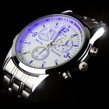 Fashion Full Steel White Black Blue Ray Dial 30m Waterproof Luminous Hands Business Dress Sport Wrist watch Watches for Men