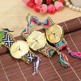 Fashion Geneva Watches Women Quartz Watches Multicolor Friendship Watch Braided Rope Bracelet Watch