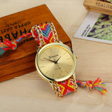 Fashion Geneva Watches Women Quartz Watches Multicolor Friendship Watch Braided Rope Bracelet Watch