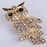 Fashion Gold Plated Owl Style Shiny Crystal Inlay Lady Jewelry Rhinestone Brooches For Weddings