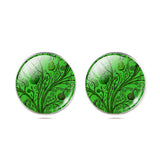 Fashion Life Tree Earrings Classic Glass Cabochon Stud Earrings Fashion Silver Color Earrings for Women Gift Valentine's Day