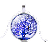 Fashion Life Tree Pendant Necklace Vintage Silver Color Chain Necklace in Jewelry Classic Glass Cabochon Necklace