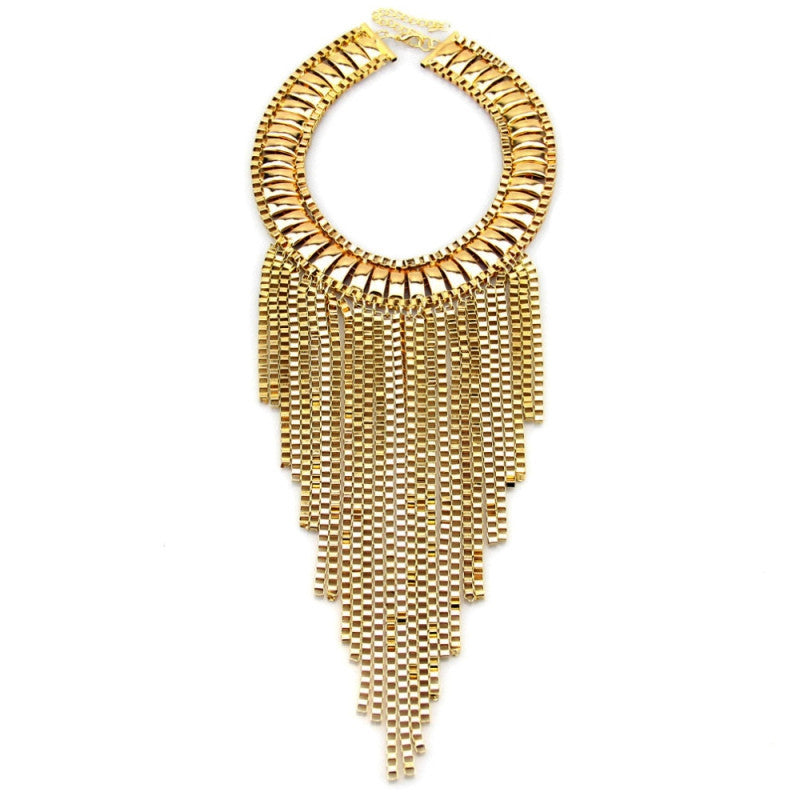Fashion Maxi Tassels Necklaces Neck Bib Collar Chunky Choker Long Chain Statement Necklaces & Pendants Women Accessories