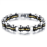 Fashion Men's Jewelry Stainless Steel Silicone Bracelet Biker Bicycle Motorcycle Chain Man Bracelets & Bangle Accessories 