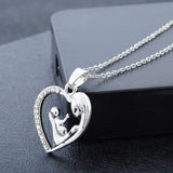Fashion Mother's Day Gift Mother Daughter Mom Baby Child Family Love Rhinestone Heart-shaped Pendant Necklace For Mom