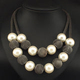 Fashion Multi layer Chain Imitation Pearl Necklace Women Collares Choker Statement Necklaces & Pendants Jewelry Accessories 