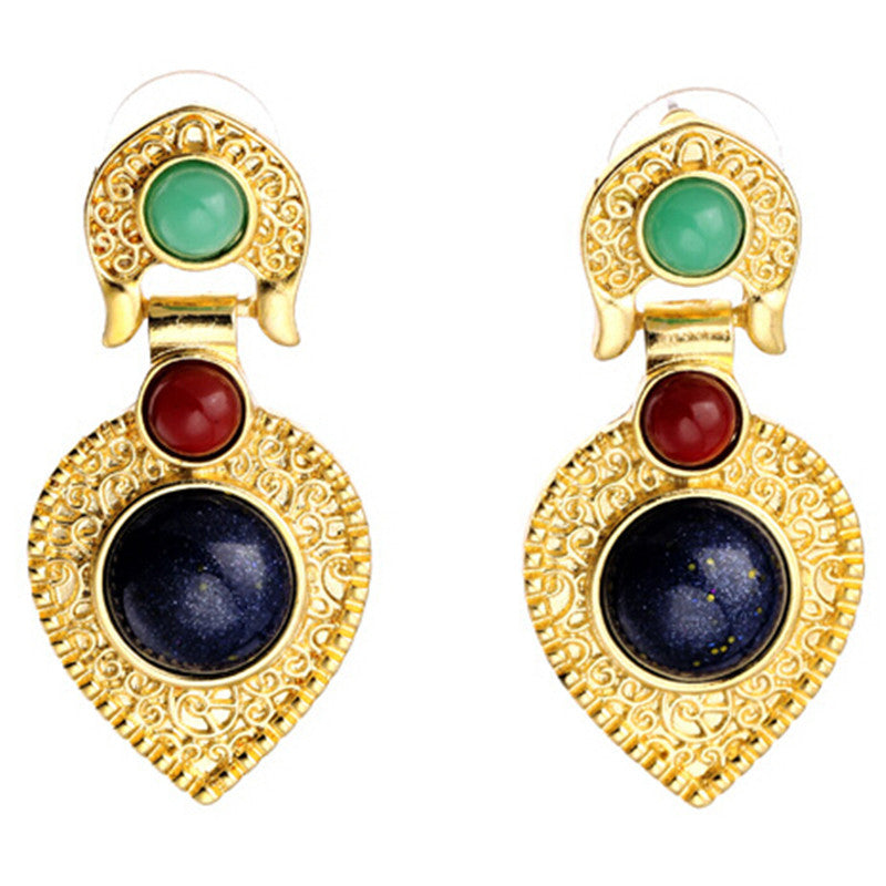 Fashion New Bohemia Alloy with Colorful Gold Stud Earrings For Women Jewelry