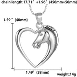 Fashion New jewelry plated white K Horse in Heart Necklace Pendant Necklace for women girl mom gifts