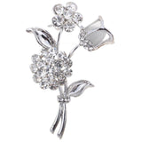Fashion and Fine Jewelry Silver Plated Rose Flower Shaped Curve Full Shining Brooches for Women