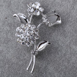 Fashion and Fine Jewelry Silver Plated Rose Flower Shaped Curve Full Shining Brooches for Women