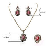 Fashion Ruby Jewelry Set All Over Sky Star Austrian Crystal Ancient Bronze Three-Piece Wedding Accessories Turkey Jewelry 