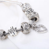 Fashion Silver Heart Charm bracelet for Women Crystal Beads Bracelet Original Women Bracelets Bangle DIY Jewelry Pulseries Gift