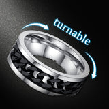 Fashion Spinner Black Chain Ring For Men Stainless Steel Wedding Mens Ring Wholesale Cool Jewelry