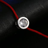 Fashion Thin Red Cord Thread String Rope Chain with CZ Diamond Sliver Plated Bracelet 16+5cm Length for Female Jewelry 