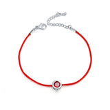 Fashion Thin Red Cord Thread String Rope Chain with CZ Diamond Sliver Plated Bracelet 16+5cm Length for Female Jewelry 