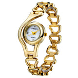 Fashion Unique Design Quartz Watch Women Luxury Gold Plating Bracelet Bling Brass Dial Analog Display Dress Rhinestone Watches
