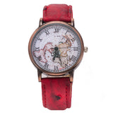 Fashion Vintage Retro World Map Watches Women Wristwatch Leather Strap Clock Women Ladies Watch Map reloj mujer relogio feminino