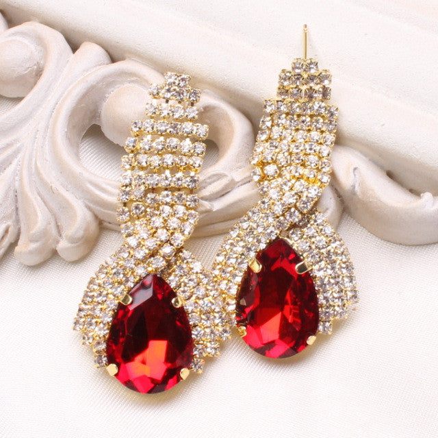 Fashion Water Drop Rhinestone Crystal Vintage Earrings for Women