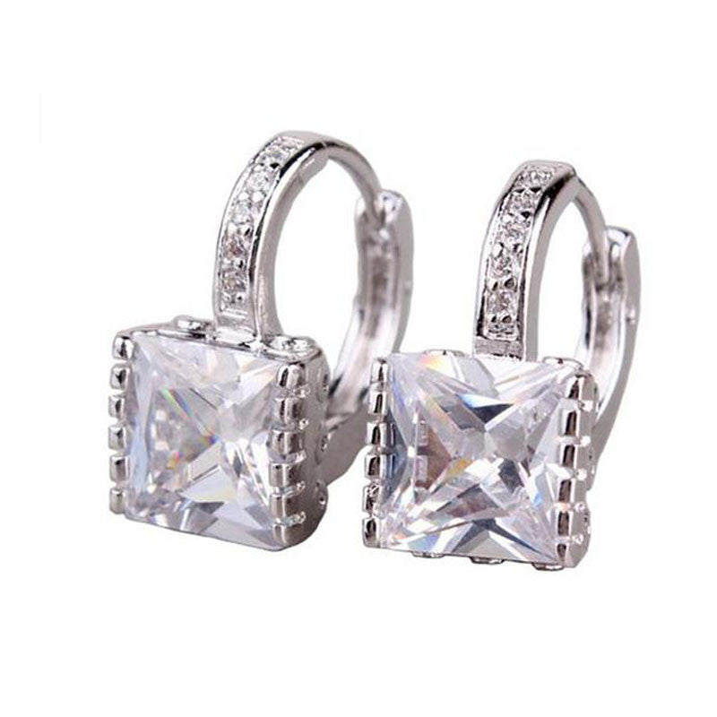 Fashion Wedding Hoop Earrings 18K White Gold Plated Jewelry Earings Engagement Earring Women Best Gift
