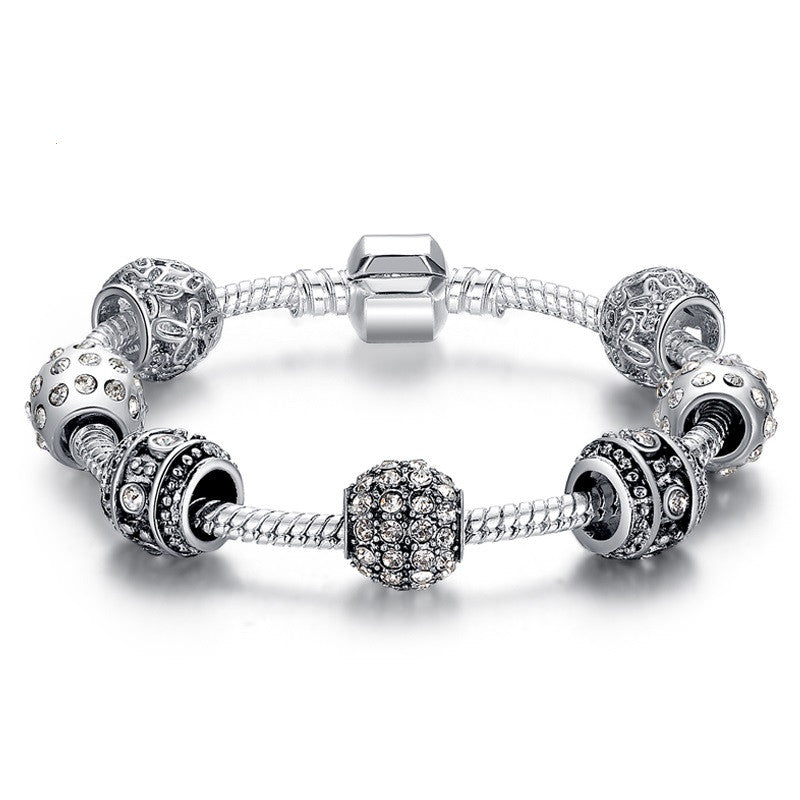 Fashion Women Bracelet Silver Plated Crystal Bead Charm Bracelet For Women Fine Jewelry Original Bracelets Gift