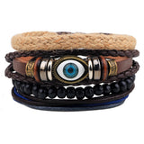 Fashion accessories Rope Wood Bead Leather Bracelets & bangles 1 Sets Multilayer Braided Wristband Bracelet Men pulse