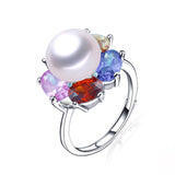 Fashion colorful AAA CZ 925 sterling silver ring for women new arrival natural 10-10.5mm freshwater pearl jewelry 