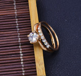 Fashion jewelry New 18k gold filled CZ zircon finger ring set wedding gift for women ladies