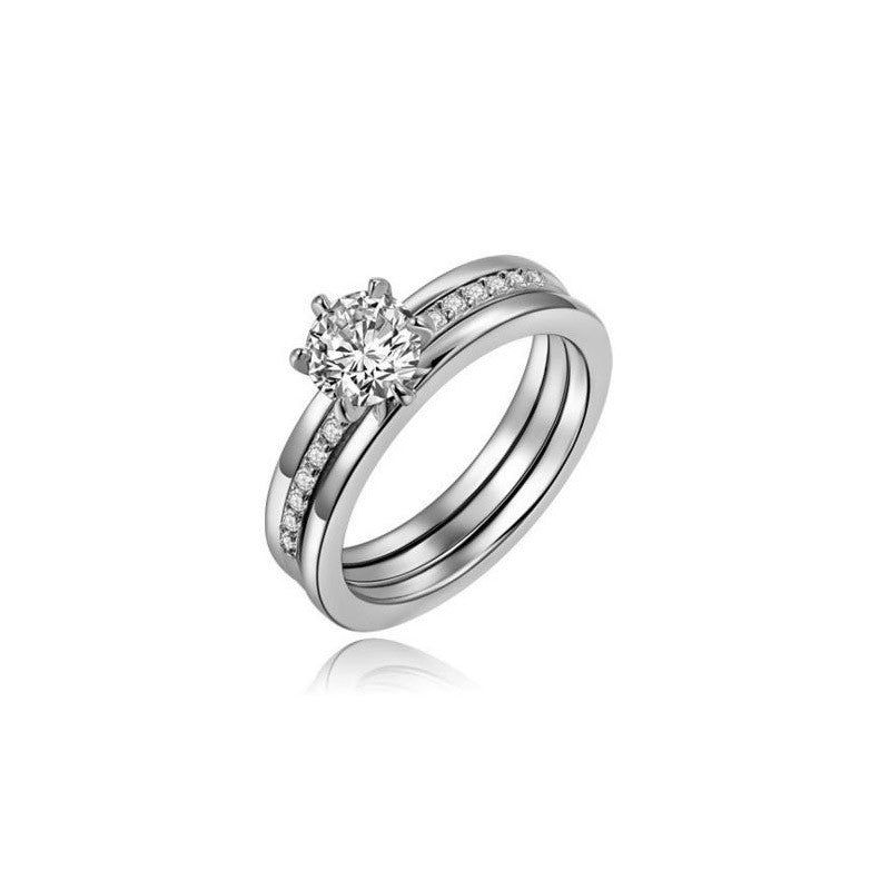 Fashion jewelry New 18k white gold filled CZ zircon finger ring set wedding gift for women ladies