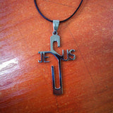 Fashion necklaces JESUS cross Pendant 316L Stainless Steel necklaces & pendants Leather Chain women & men jewelry