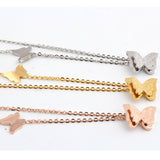 Fashion vintage rose gold plated stainless steel butterfly necklace dull polish Statement necklace for women