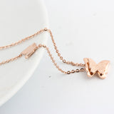 Fashion vintage rose gold plated stainless steel butterfly necklace dull polish Statement necklace for women
