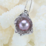 Fashion white/pink/purple 10-11mm natural freshwater pearl necklace amp pendant high quality silver jewelry for women