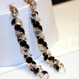 Fashion zircon crystal tassel long earrings for women gold plated fashion jewelry