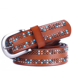 Fashion 100% Genuine Leather Belt women Pearl decoration cintos femininos Metal Pin Buckle Belts For Women