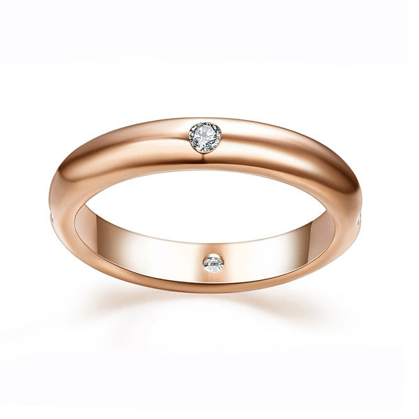 Fashion 18K Rose Gold Plated Burnish 4 Pieces CZ Diamond Flush Setting Wedding Band Ring for Women