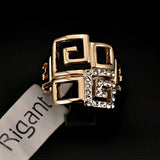 18K Rose Gold Plated with Rhinestones Paved Brand Design Trendy Finger Ring