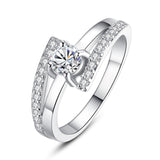 Fashion 18K White Gold Plated Wedding Ring for Women Prong Setting with Paved Micro AAA Cubic Zircon Jewelry 