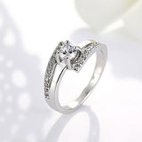 Fashion 18K White Gold Plated Wedding Ring for Women Prong Setting with Paved Micro AAA Cubic Zircon Jewelry 