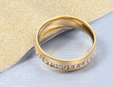 Fashion 18k gold plated crystal wedding rings for women stainless steel ring 