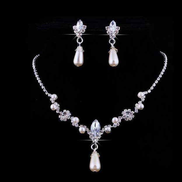 Fashion Alloy Necklaces Earrings Rhinestone Wedding Rhinestone Bridal Jewelry Sets Wholesale Jewellery For Women
